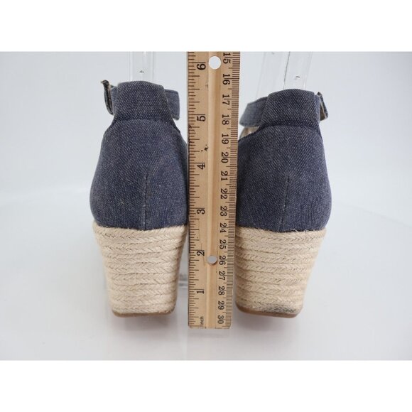 BOC Born Shoes Womens 8 M Bree Cross Ankle Strap Wedge Espadrille Blue Fabric - Picture 6 of 11